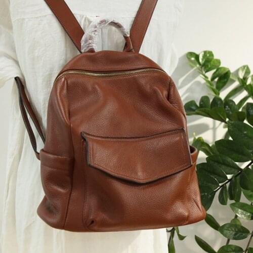 100% Soft Real Leather Backpack Women Genuine Leather School Bag Female Simple Large Capacity Shoulder Bags for Ladies Mochila