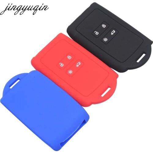 Jingyuqin Silicone Car Key Cover Set for Renault Koleos Kadjar Megan 2016-2017 Remote Key Holder Protector Case