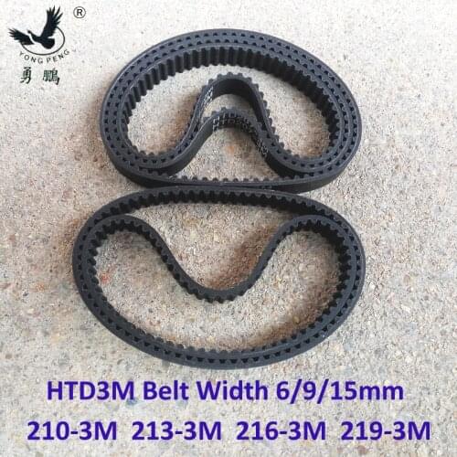 HTD 3M Timing belt length 210 213 216 219 width 6/9/15mm Teeth 70 71 72 73 HTD3M synchronous pulley 210-3M 213-3M 216-3M 219-3M