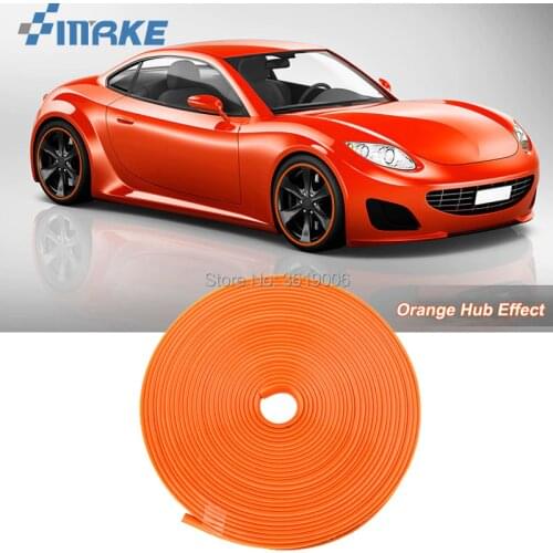 SmRKE 8M Car Wheel Hub Rim Edge Protector Ring Tire Strip Guard Rubber Stickers On Cars Orange Car Styling