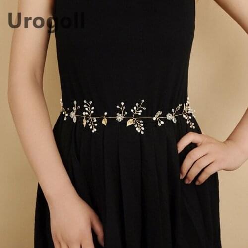 Wedding Belts With Pearls Gold Leaves Flowers And Rhinestone Sash Belt For The Evening Wear Wedding Accessories For Women Girl