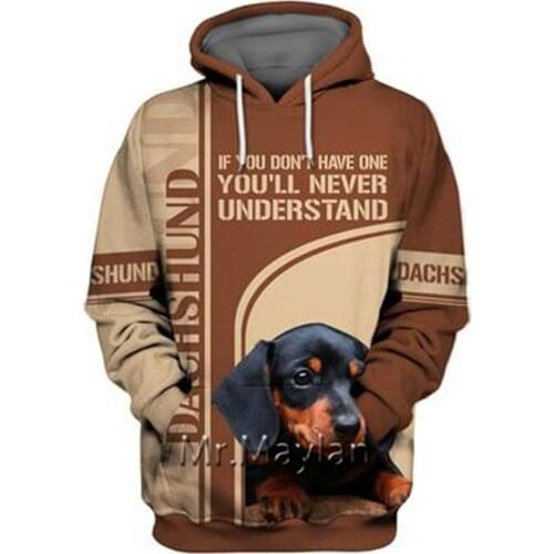 Personality Fashion Animal Dachshund 3D Print Graphic Hoodie Men/Women Streetwear Oversized Sweatshirt Harajuku Tops Pullover-16