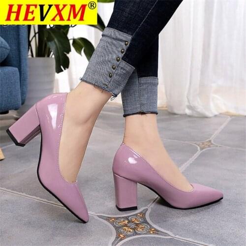 2021 Womens High Heels Sexy Bride Party mid Heel Pointed toe Shallow mouth High Heel Shoes Women shoes big size 35-43