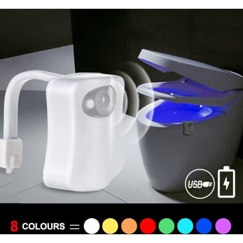 USB Rechargeable Backlight For Toilet Bowl Bathroom WC Toilet Light With PIR Motion Sensor LED Night Light Toilet Seating Light