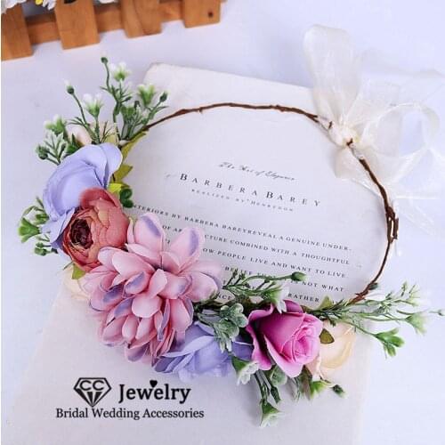 CC 100% Handmade Wreath Women Hair Accessories Wedding Decoration Engagement Headbands Bridal Flower Hairbands Adjustable 58454