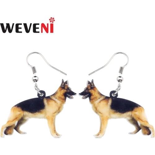 WEVENI Acrylic Standing German Shepherd Dog Earrings Dangle Drop Novelty Animal Jewelry For Women Girls Teens Kid Gift Wholesale
