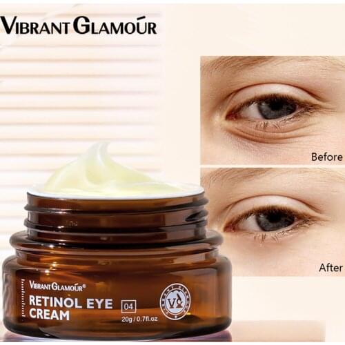 VIBRANT GLAMOUR Retinol Eye Cream Dark Circles Fade Fine Lines Remove Eye Bags Anti Wrinkle Anti Aging Firming Brighten Skin 20g