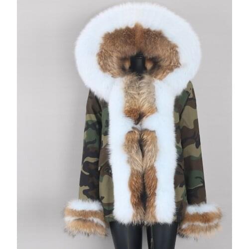 2021 Real Fox Fur Coat Natural Fur Coat Women Jacke Long Sleeve Hooded Zipper 7xl Size Casual Female Outwear Warm Short Parka