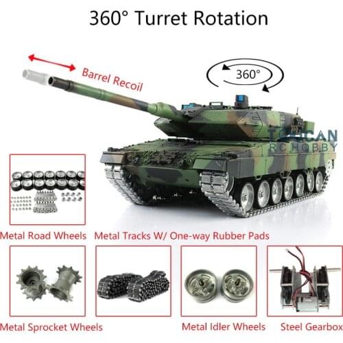 1/16 Heng Long 7.0 Leopard2A6 RC Tank 3889 Barrel Recoil Metal Tracks W/ Rubbers TH17593-SMT4