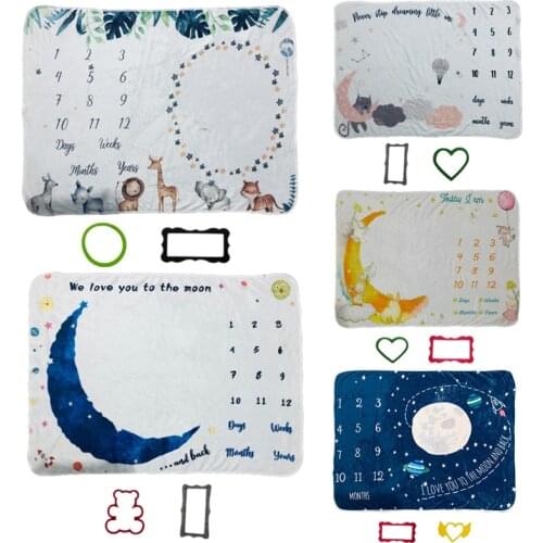 1 Set Flannel Baby Monthly Growth Record Milestone Blanket Newborn Photography Props Accessories Creative Background Cloth