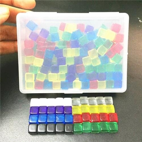 100Pcs 10 colors Transparent Black Square Corner Colorful Crystal Dice Chess Piece Right Angle Sieve Cube For Puzzle Game 8mm
