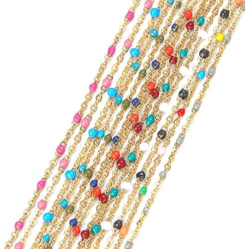 Stainless Steel Multicolor Beaded Chain Necklaces Jewelry Link Enamel Women Choker Wholesale Gifts For Ladies Jewelry