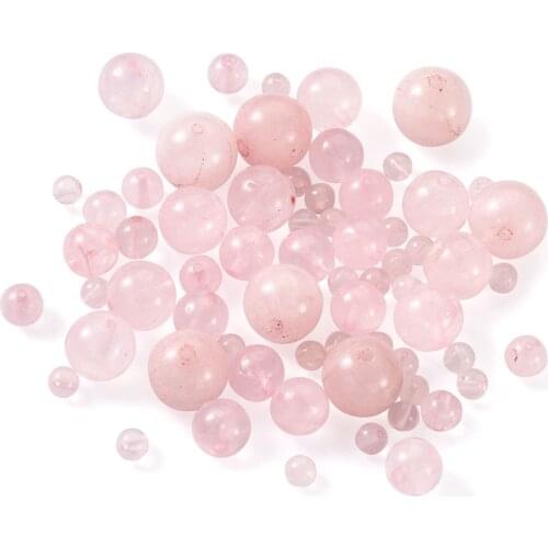 200~225pcs/box Natural Rose Quartz Beads Round Loose Gemstone Beads For Jewelry Making DIY Bracelet Necklace Accessories 4~12mm