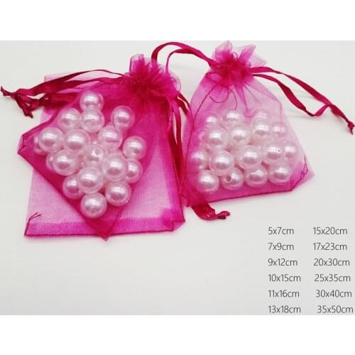 500pcs Rose Red Organza Bag Drawstring Pouch Bag Jewelry Bags Gifts Wedding/Christmas/Jewelry Display Packaging Bags Organizer