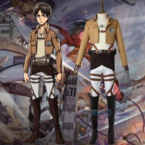 Anime Attack on Titan Eren Jaeger Scout Regiment Coat Shirt Pants Uniform Cosplay Costume Halloween Men Free Shipping 2021 New