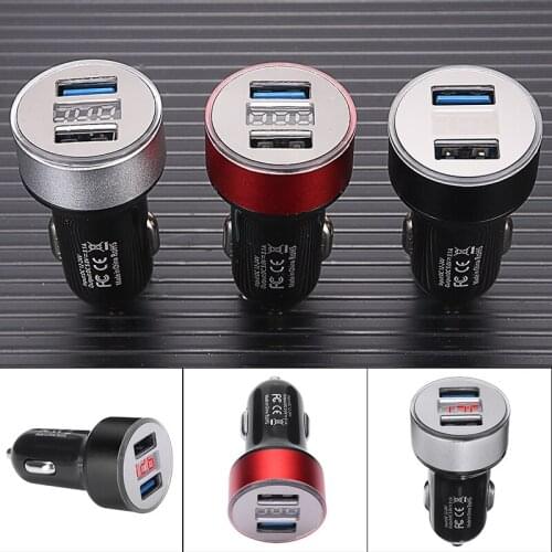 New 2 Port Usb Car Charger Power Adapter 12-24V Cigarette Socket 3.1A Lighter Power Red / Silver / Black Color