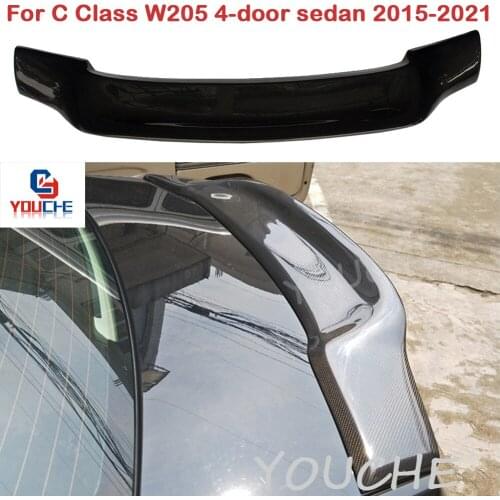 R Style Car Back Lip Wing Carbon Fiber Spoilers for Mercedes C Class W205 Sedan 2015 + C180 C200 C250 C300 C350 Boot Lip