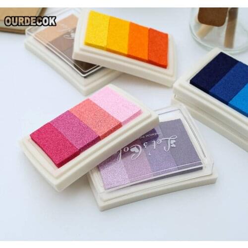 50 Pcs/lot 6 Colors Homemade DIY Gradient Color ink Pad Multicolour Inkpad Stamp Decoration Fingerprint Scrapbooking Accessories