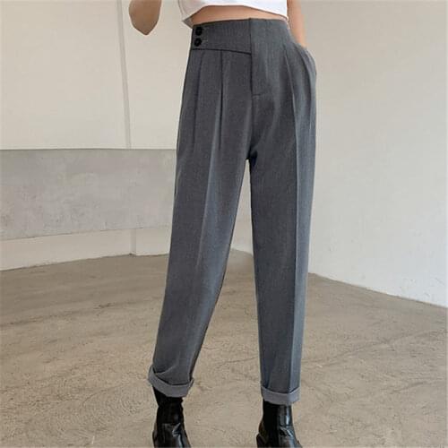 High Street Large Size Office Lady Texture Trousers High Waist 2021 Hot Sale Straight Thin Solid Korean Summer Pants
