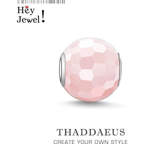 Beads Pink Faceted, Silver Beads Fits Bracelet Europe Necklace European DIY Bijoux Jewelry Accessories Gift For Women