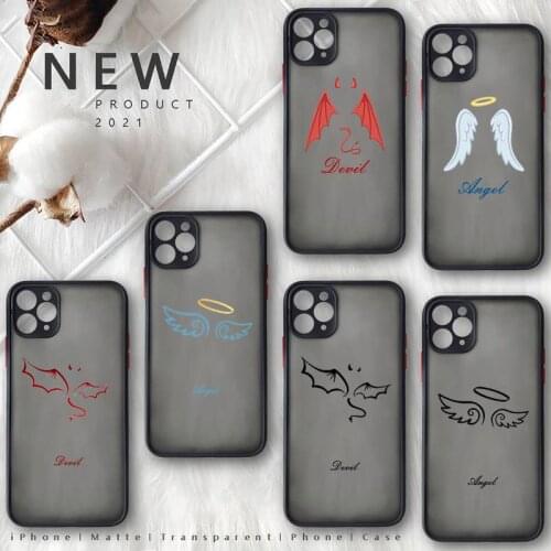 Demon Angel Couple BFF Phone Case Matte Transparent for iphone 11 12 pro mini XS XR X max 7 8 plus TPU Mobile bags coque shell