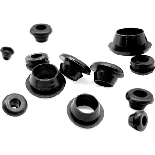 Black 4.5mm-30mm Rubber Snap-on Grommet Hole Plugs End Caps Bung Wire Cable Protect Bush