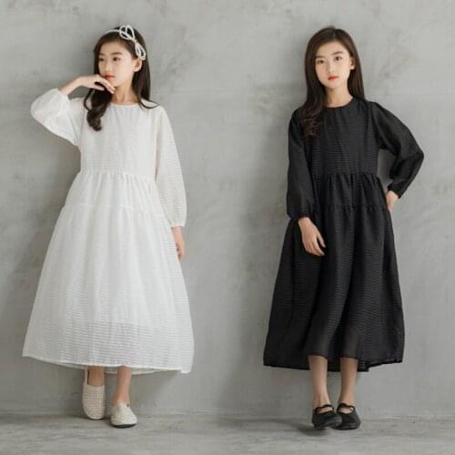 6 To 16 Years Kids Cotton Maxi Dress Girls Fashion Princess Dress New 2021 Autumn Teen Children Party Clothes Witih Lining,#6488