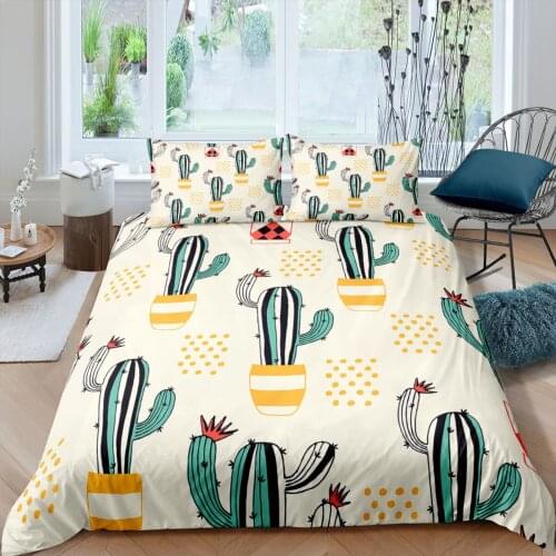 Home Textiles Luxury 3D Cactus Print Duvet Cover Set 2/3 Pcs Pillowcase Kids Bedding Set AU/EU/UK/US Queen and King Size