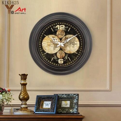 European Metal Quartz Clock Living Room Bedroom Decoration Mute Digital Wall Clock Pendant Art Retro Round Clock Home Decoration