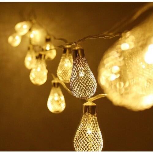 20led Battery Operation LED String lights Metal Drip Christmas Lights fairy garland Wedding Bedroom Festival Party Decoration