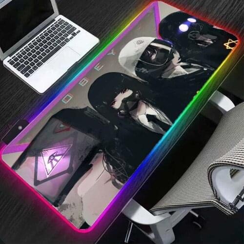 Game player big mousepad anime rgb mouse pad led lighting keyboard large gaming accessory pad PC laptop color desk pad