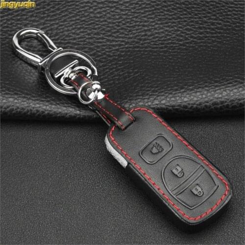 Jingyuqin 3 Button Leather Remote Car Key Cover for Nissan Armada Frontier Murano Pathfinder Quest Titan Xterra Fob Case Styling
