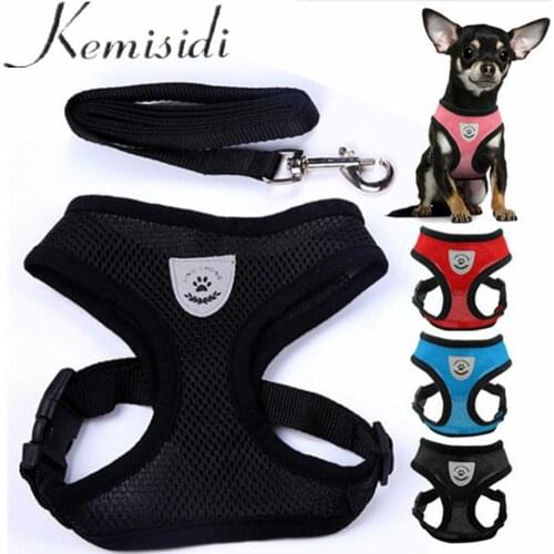 Breathable Mesh Small Dog Pet Harness and Leash Set Puppy Cat Vest Harness Collar For Chihuahua Pug Bulldog Cat arnes perro