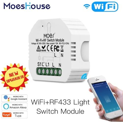 MiNi Wifi Smart Light Switch Diy Breaker Module Smart Life/Tuya APP Remote Control,Works with Alexa Echo Google Home 1 2 Way
