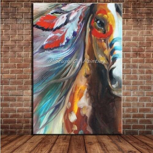 Mintura Art Hand Painting By Artist Wall Art Modern Animal Horse Oil Painting On Canvas Wall Decoration For Living Room Bedroom