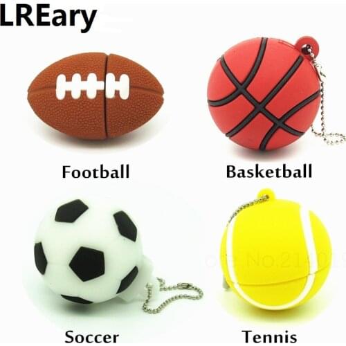 Cartoon Football Basketball Tennis USB Flash Drive Silicone Sports Ball Pendrive Storage Device 64GB 128GB Pen Drive 4GB 8GB 16G