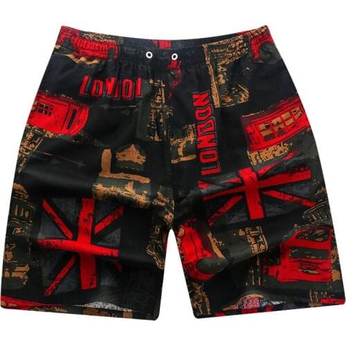 2021 mens summer quick-drying five-point pants hot style sports wear casual loose large size solid color printed beach pants