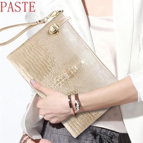Soft Genuine Leather Women Clutch Bags Chain Shoulder Bag Real Cowhide Purse Classic Girl Gift Organizer Evening Party Handbags