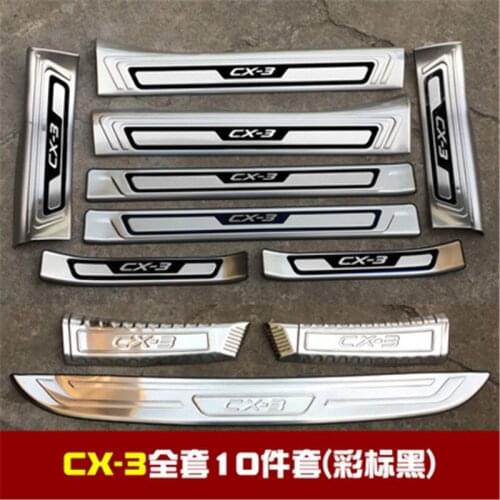 For Mazda CX-3 cx3 2018 stainless steel Chrome Rear Bumper Car door cover inside and outside door sill plate