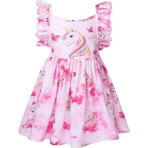Baby Girl Clothes Summer Girls Princess Dress Cute Cartoon Pattern Sleeveless Backless A-line Dress Kids Princess Party Costume