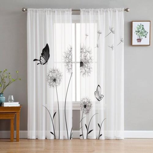 Dandelion Pattern Modern Tulle Curtains for Living Room Bedroom Home Kitchen Window Sheer Curtains