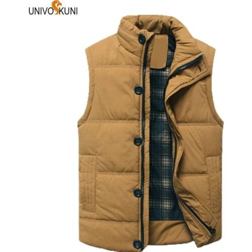 UNIVOS KUNI Autumn and Winter Warm Vest Trend Mens Casual Solid Color Vest Stand Collar Vest Jacket Large Size M-4XL WYR21
