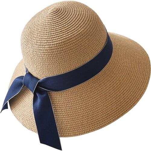 2021 Sun Hat Women Summer Hat simple Foldable Wide Brim Girls Straw Hat Beach Female Hats Protect Travel Cap Lady womens hat