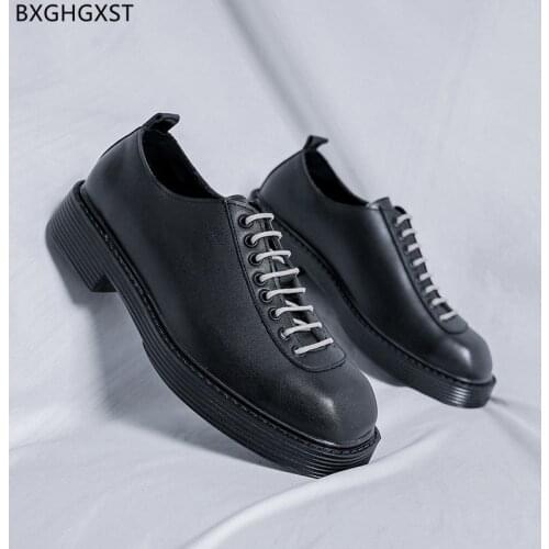 Dress Shoes for Men Office 2021 Black Leather Shoes Men Classic Italian Platform Man Shoes High Quality Square Toe Zapatillas