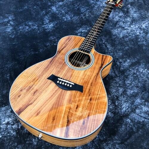 All Koa wood K24ce Type Acoustic Guitar,Ebony Fingerboard Electric EQ Guitar,Real Photos