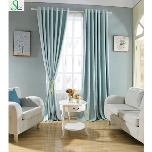 Slow Soul Blue Beige Natural Cotton Shade Curtain Fabric Solid Curtains And Tulle For Living Room Luxury Hotel Bedroom Kitchen