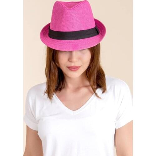 Womens Straw Fedora Hat Lilac