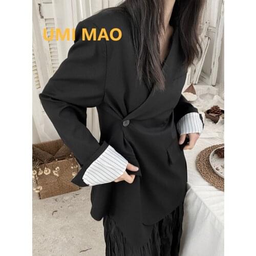 UMI MAO Spring Autumn High-level Sense Cold Wind Retro Silhouette Blazers Jacket Ladies Loose Deconstruction Dark Niche Trend