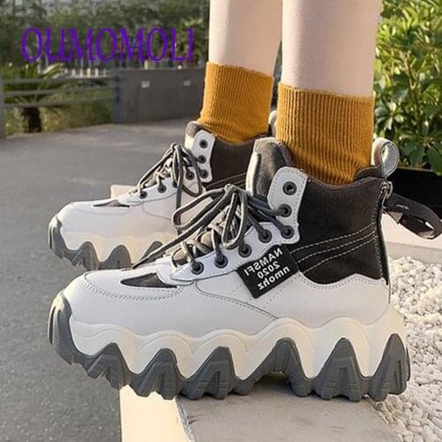 Winter Platform Sneakers Women Thick Bottom Daddy Shoe pu leather Girls Student Leisure Female Shoes Woman Q922
