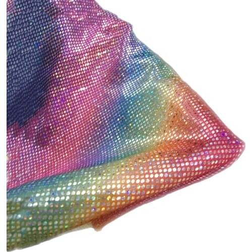 1 Yard Glitter Rainbow Sequins Laser Fabric DIY Sewing Princess Fabric Dress Wedding Party Christmas Decoration African Fabric